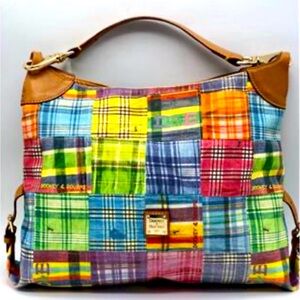 GUC Dooney & Bourke Patchwork Canvas and Leather Tote